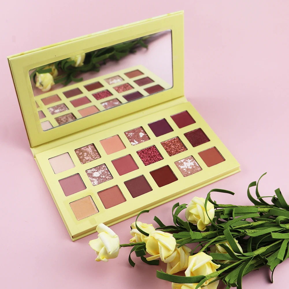 Palette de fards à paupières personnalisée 18 couleurs, fini mat, scintillant, neutre, longue tenue, waterproof, marque privée, maquillage pour les Femmes
